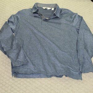 NWOT Joseph Abboud Men's L 100% Cotton Variegated Blue Long Sleeve Polo Shirt